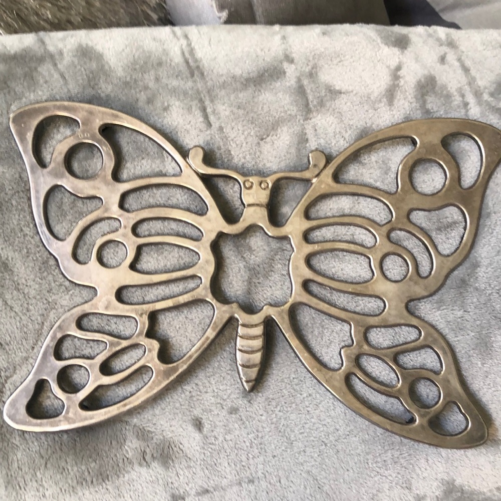 Vintage Silver Butterfly Hot Plate!